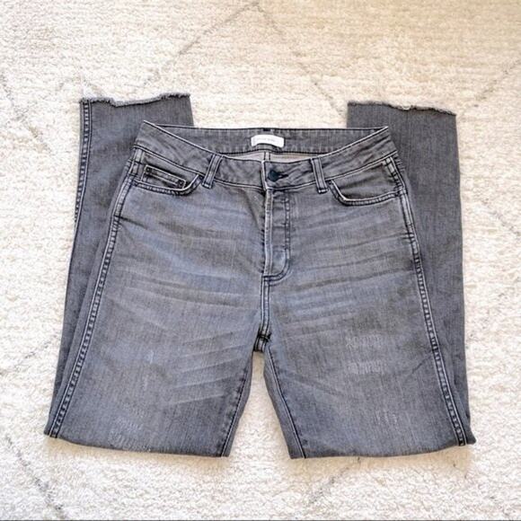 Anine Bing Kara Charcoal Ripped Knee Distressed Ankle Skinny Jeans Size 28 - Picture 4 of 14